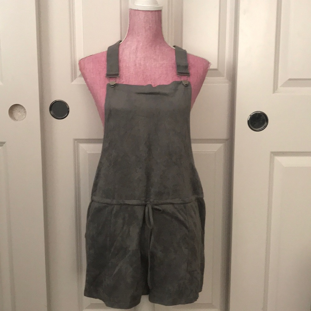 Boutique brand gray suede overalls