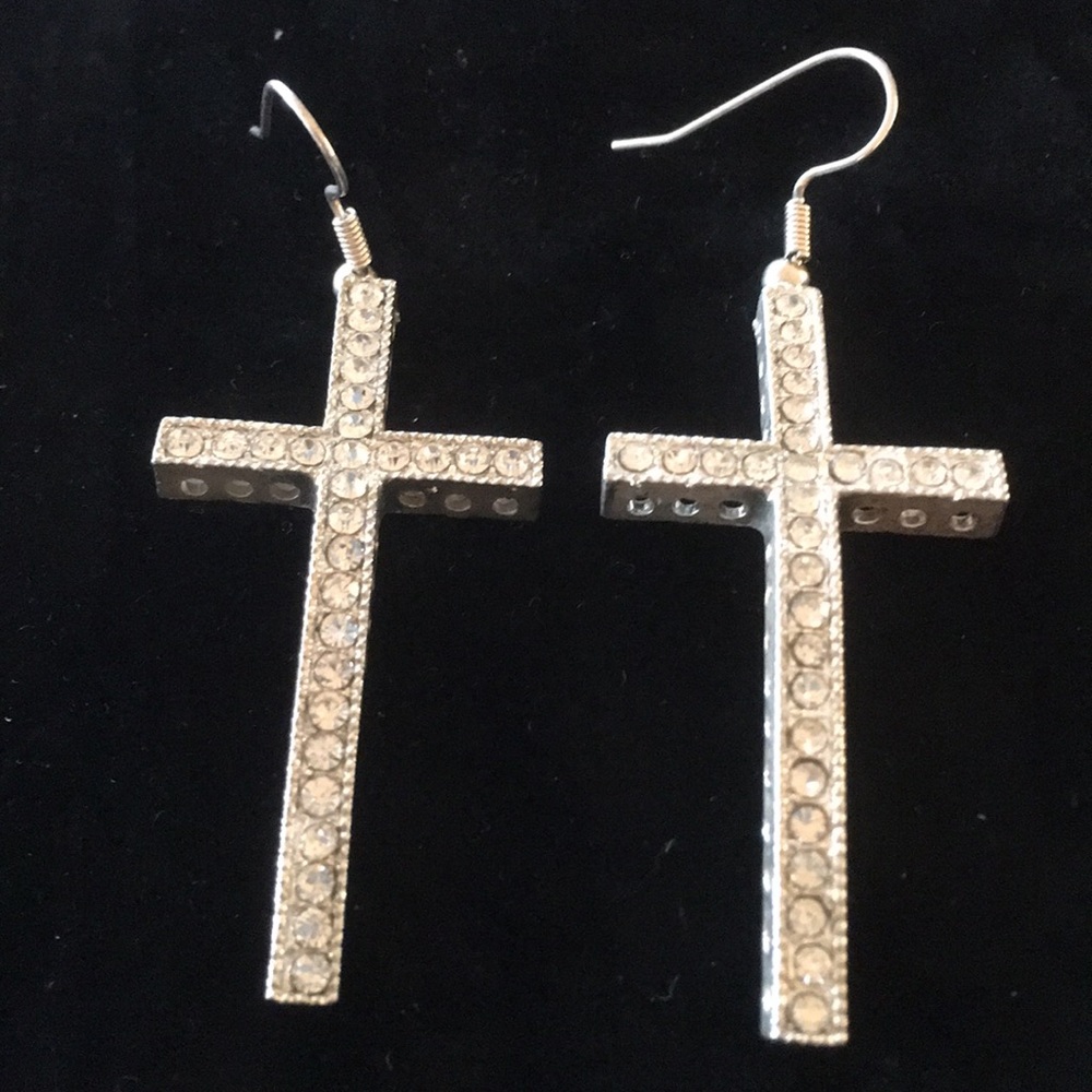 Cute Cross Rhinestone Earrings