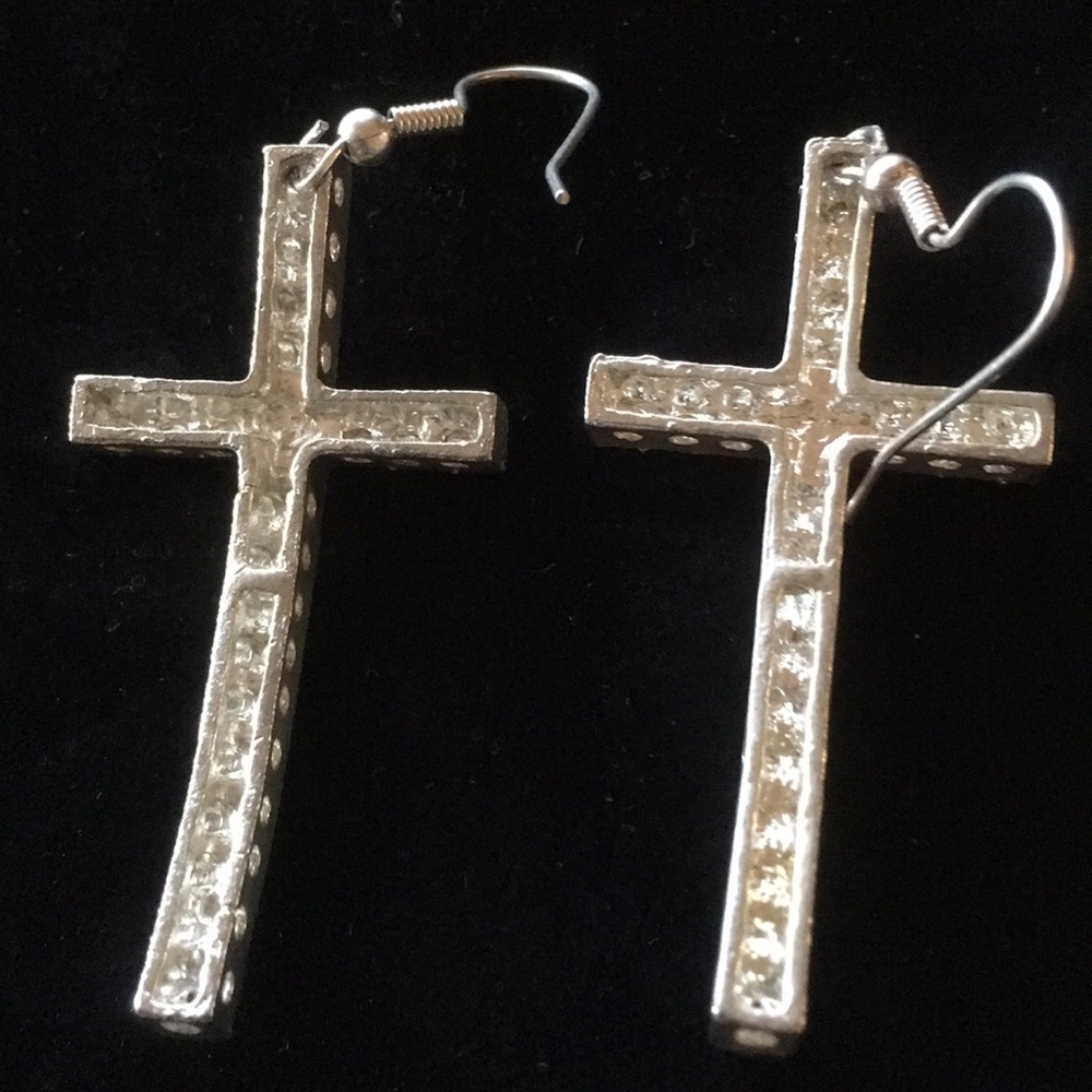 Cute Cross Rhinestone Earrings - Picture 3 of 3