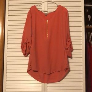 Coral tunic with gold zipper 3x