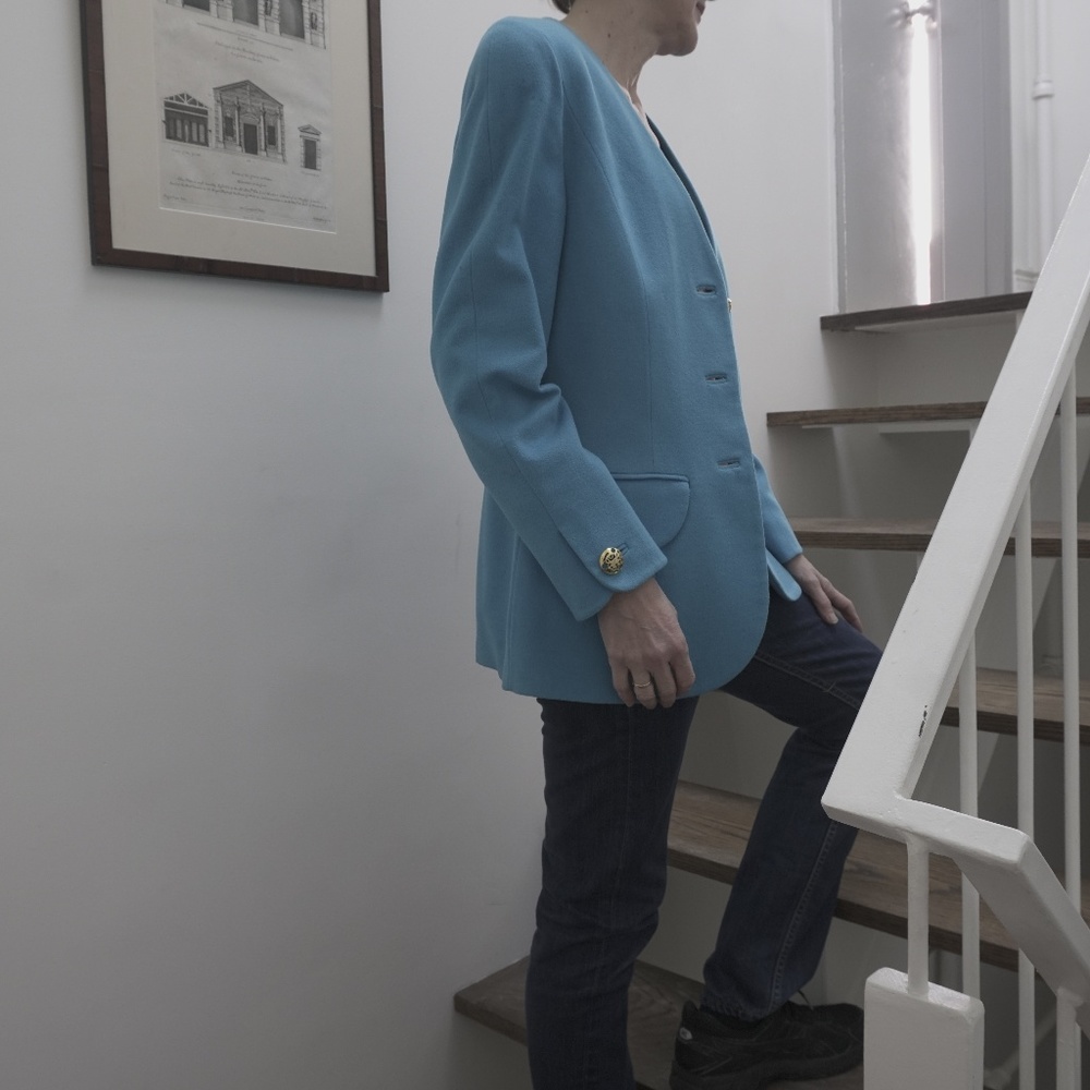 Louis Feraud Teal Blue Virgin Wool US Size 6 UK S