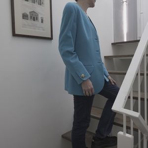 Louis Feraud Teal Blue Virgin Wool US Size 6 UK S