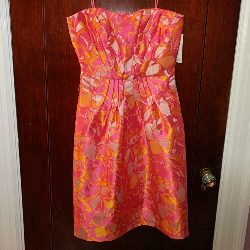Badgley Mischka Floral strapless sweetheart dress