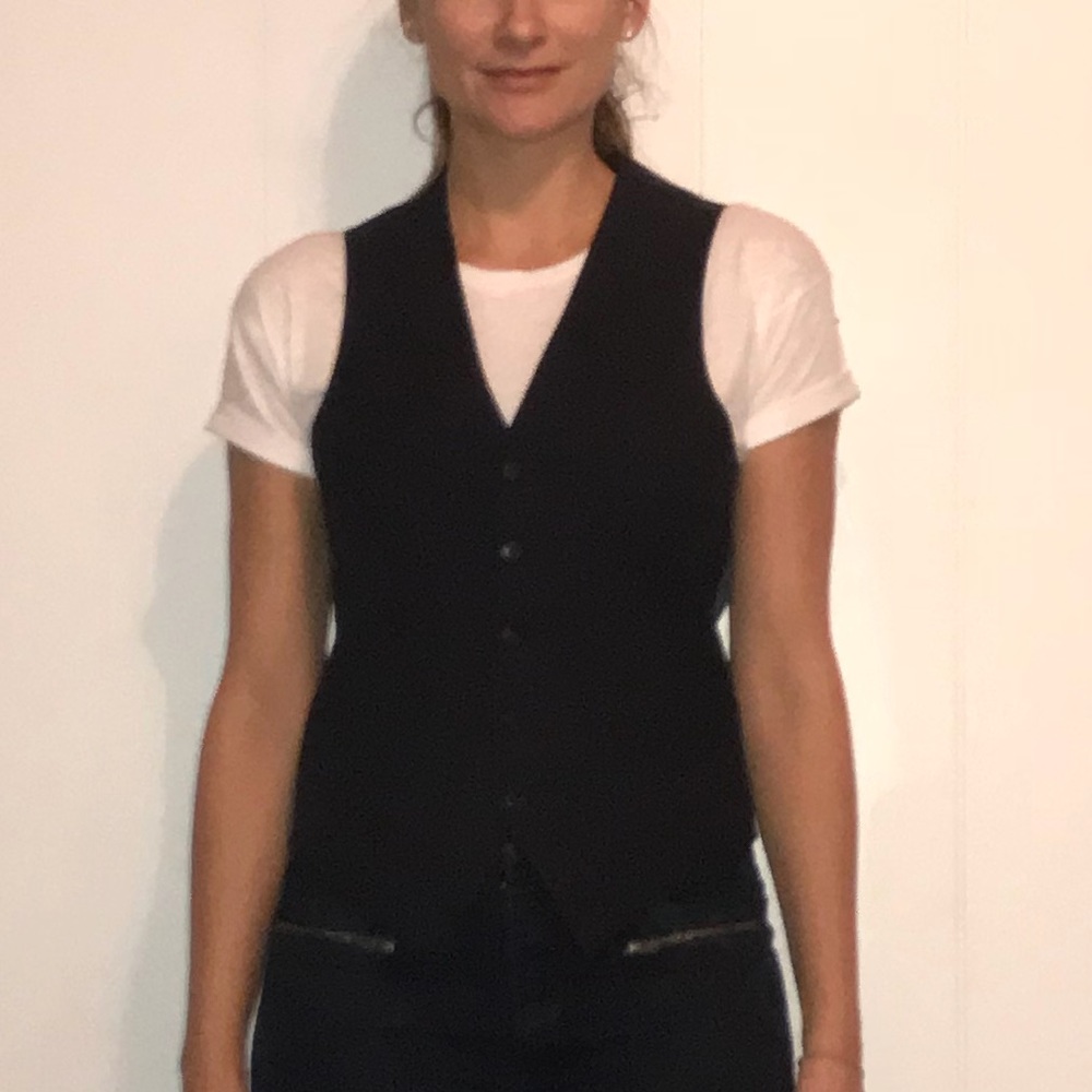 Navy button down vintage vest