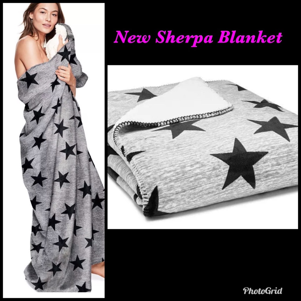 Victoria’s Secret PINK Sherpa Blanket Star NWT