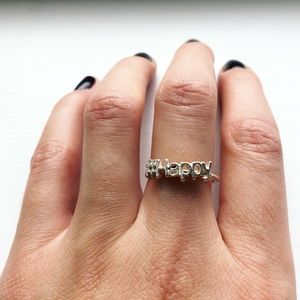 Silver #Happy happy word ring