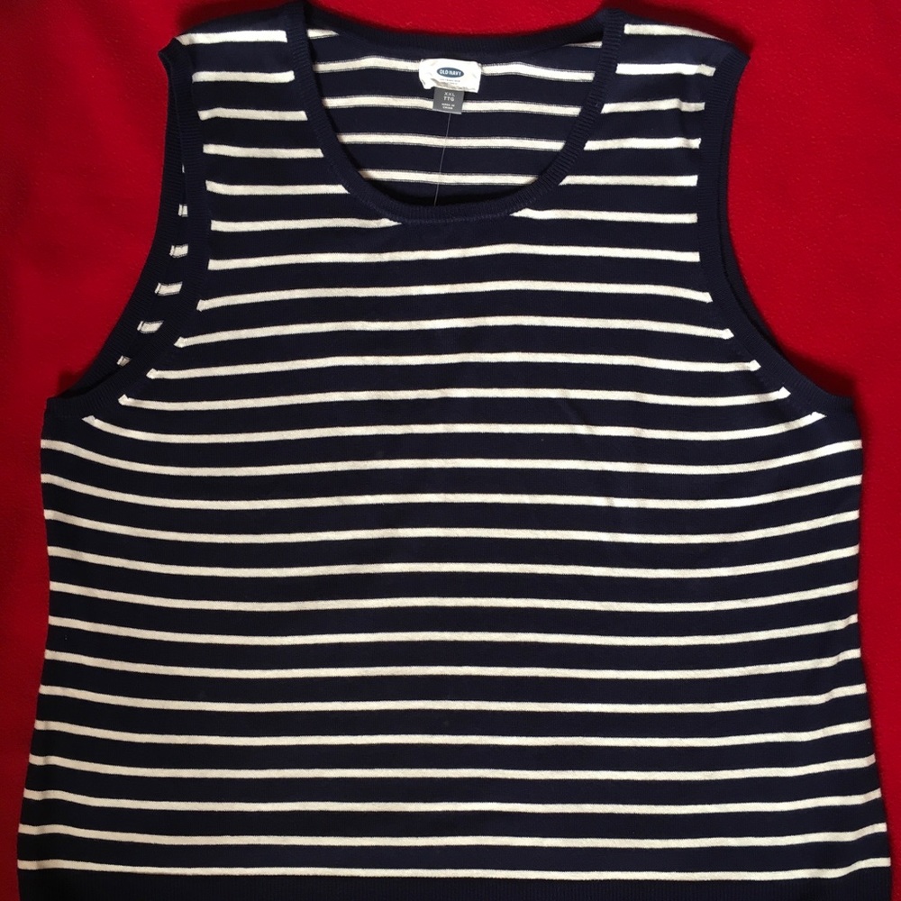 XXL Navy & White Sweater Sleeveless Top