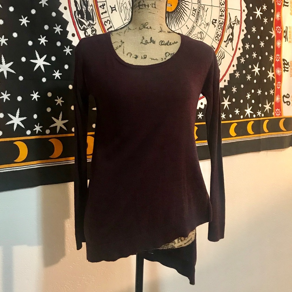 {express} asymmetrical purple sweater