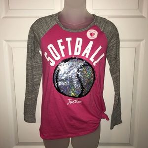 Justice softball three-quarter length shirt