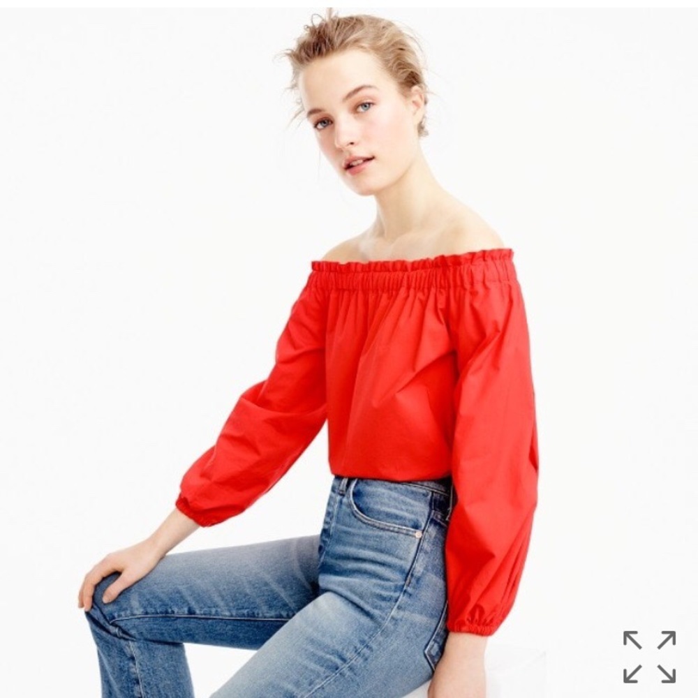 J Crew Poplin Off-the-Shoulder Top