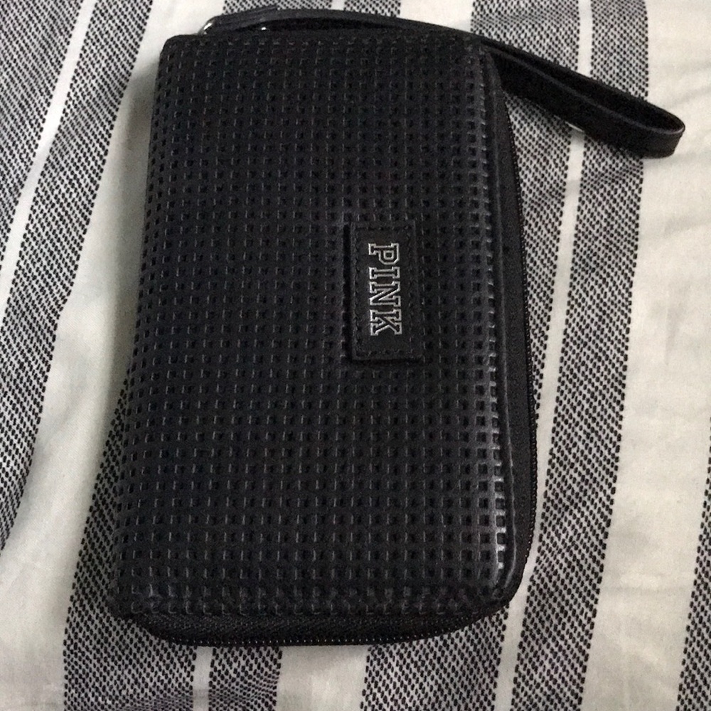 Victoria’s Secret Pink Black wristlet wallet OS