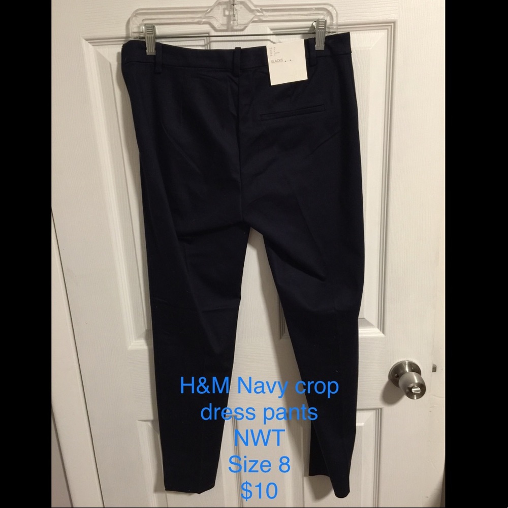 H&M navy crop dress pants NWT