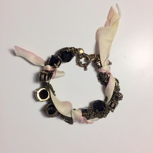 J Crew Ribbon Gem and Chain Bracelet