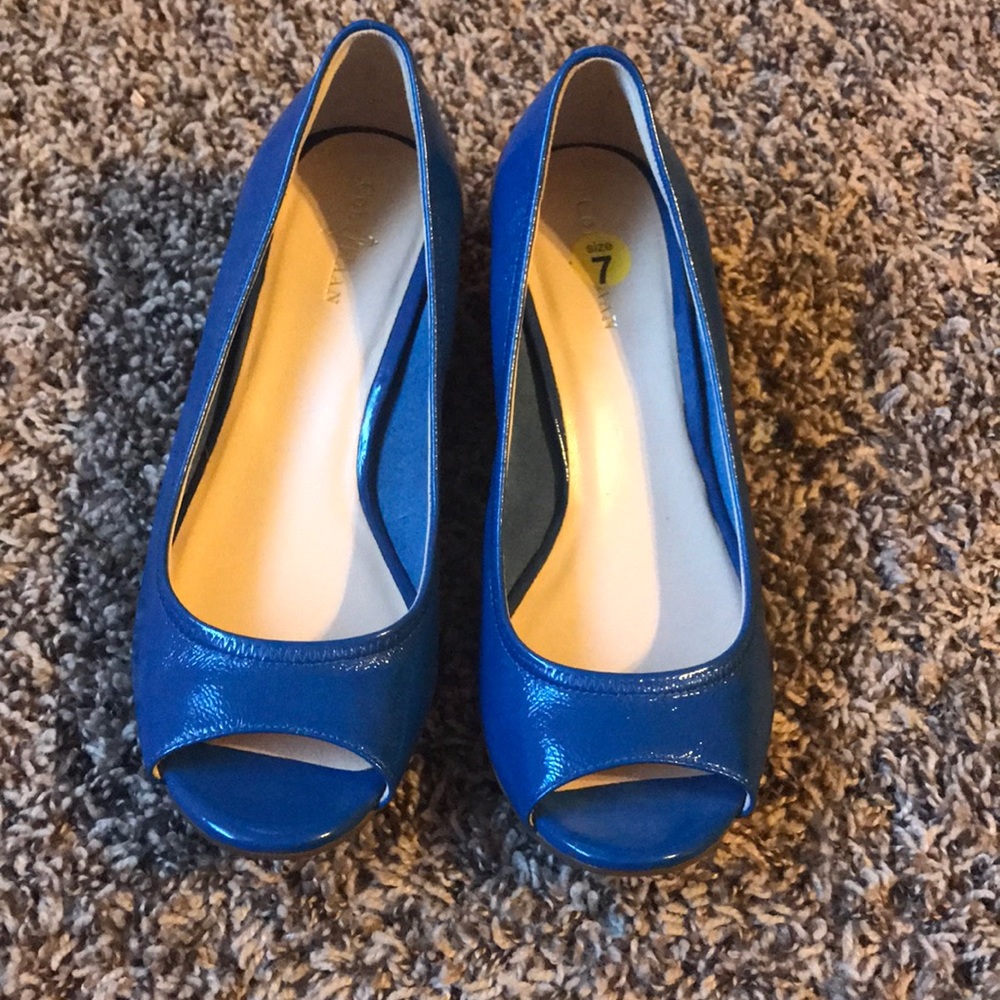Blue open toe Cole Haan shoes