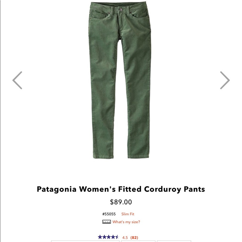 Patagonia corduroy straight leg pants, size 4 NWOT