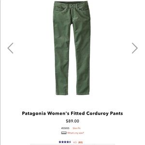 Patagonia corduroy straight leg pants, size 4 NWOT