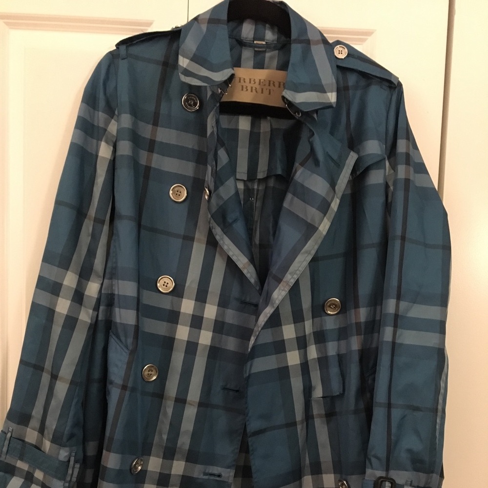Blue Brit Metallic Packaway Trench