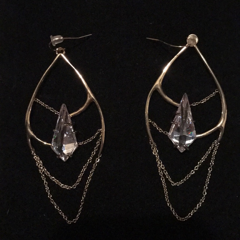 ALEXIS BITTAR Crystal Gold Chandelier Earrings