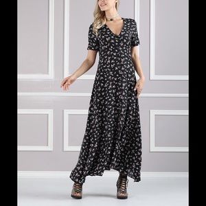 Zulily/Suzanne Betro Navy Floral Front-Slit Dress