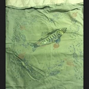 Blue Fish green cotton large throw pillow cover