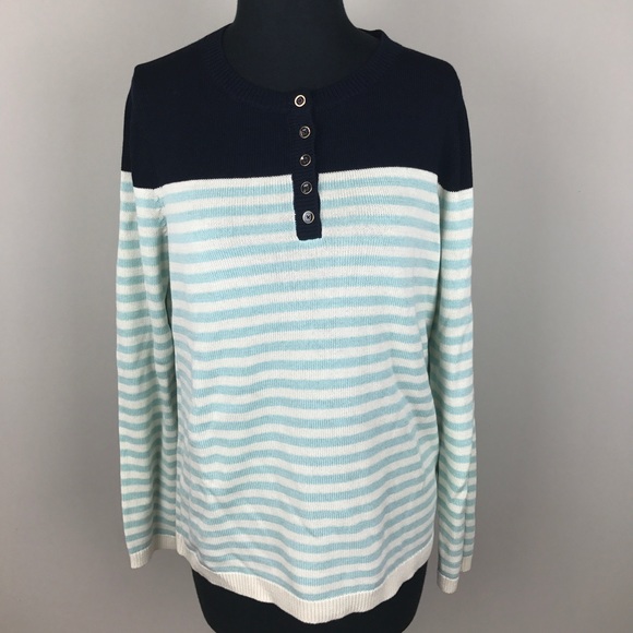 NWOT TALBOTS  long sleeved blue  sweater L Petite - Picture 2 of 7