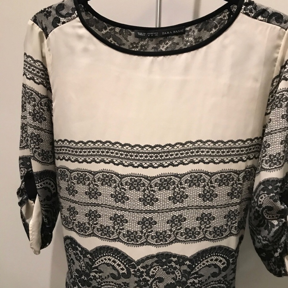 Zara top, cream and black, medium