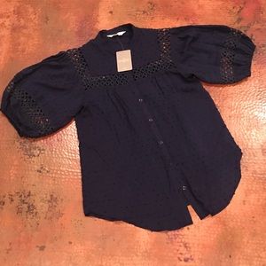 Anthropologie. Edme & Esytlle blouse. Navy.