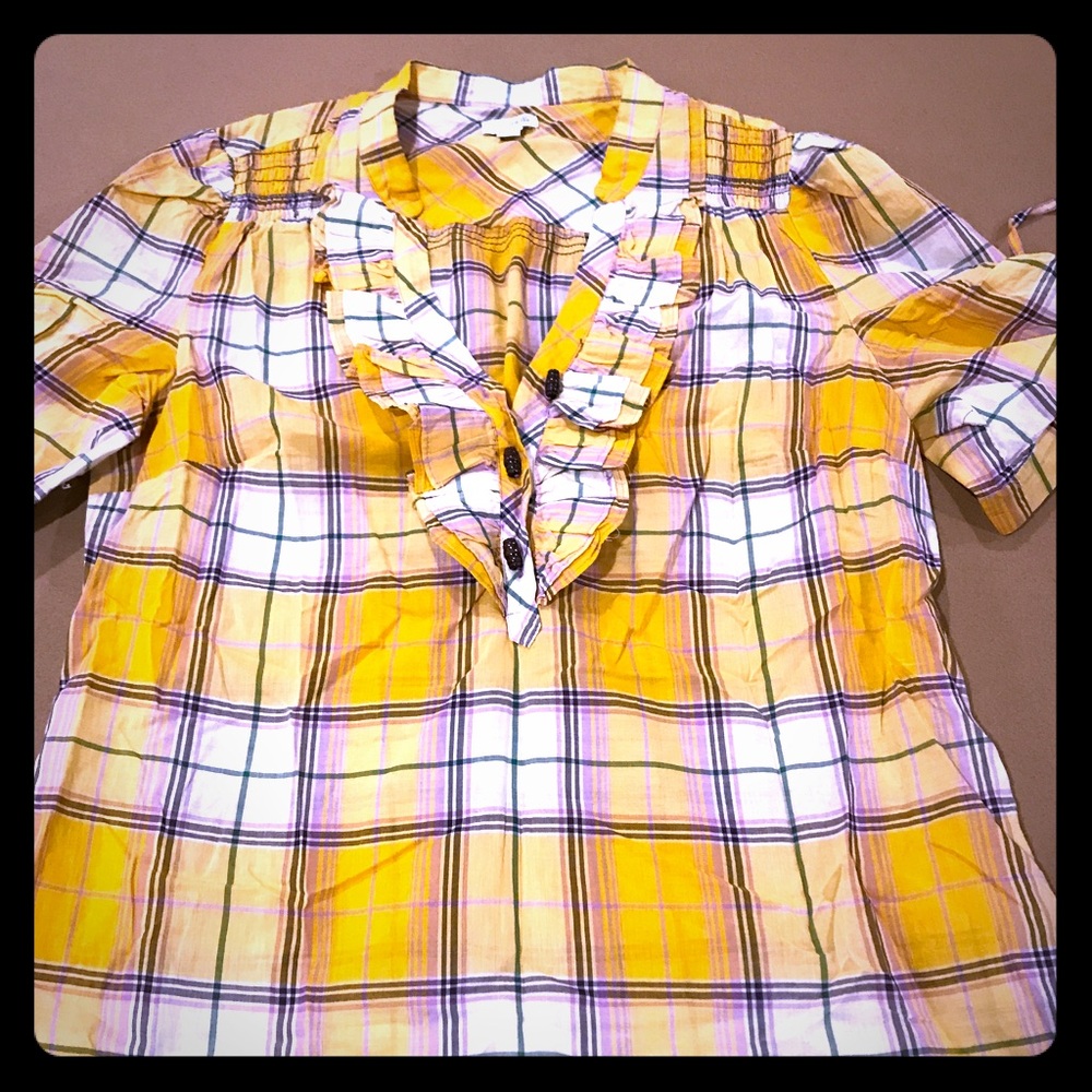 💛Anthro Plaid shirt