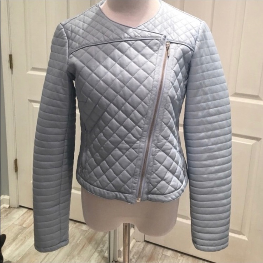 INC Blue Quilted Zipper Jacket