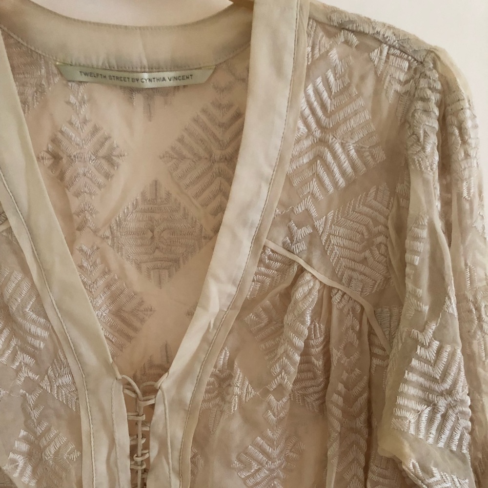 Twelfth St Cynthia Vincent embroidered lace up top
