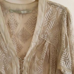 Twelfth St Cynthia Vincent embroidered lace up top