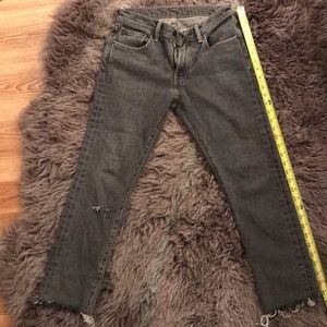 Levi 505C in Gray with raw hem size 27