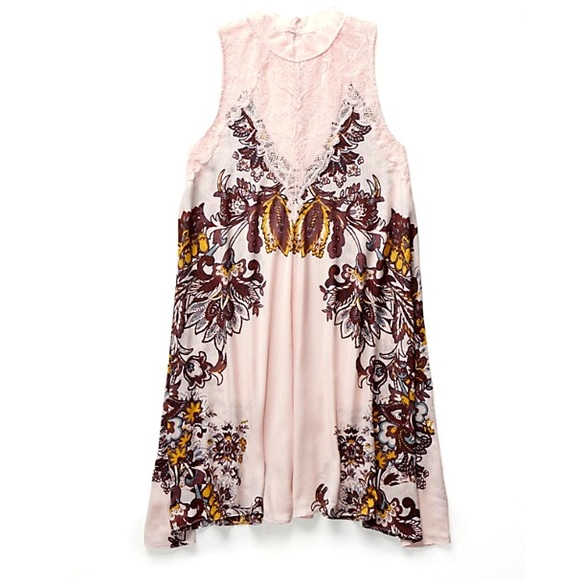 Scalloped Lace Mock Neck DRESS Marsha Printed Slip - Picture 6 of 8