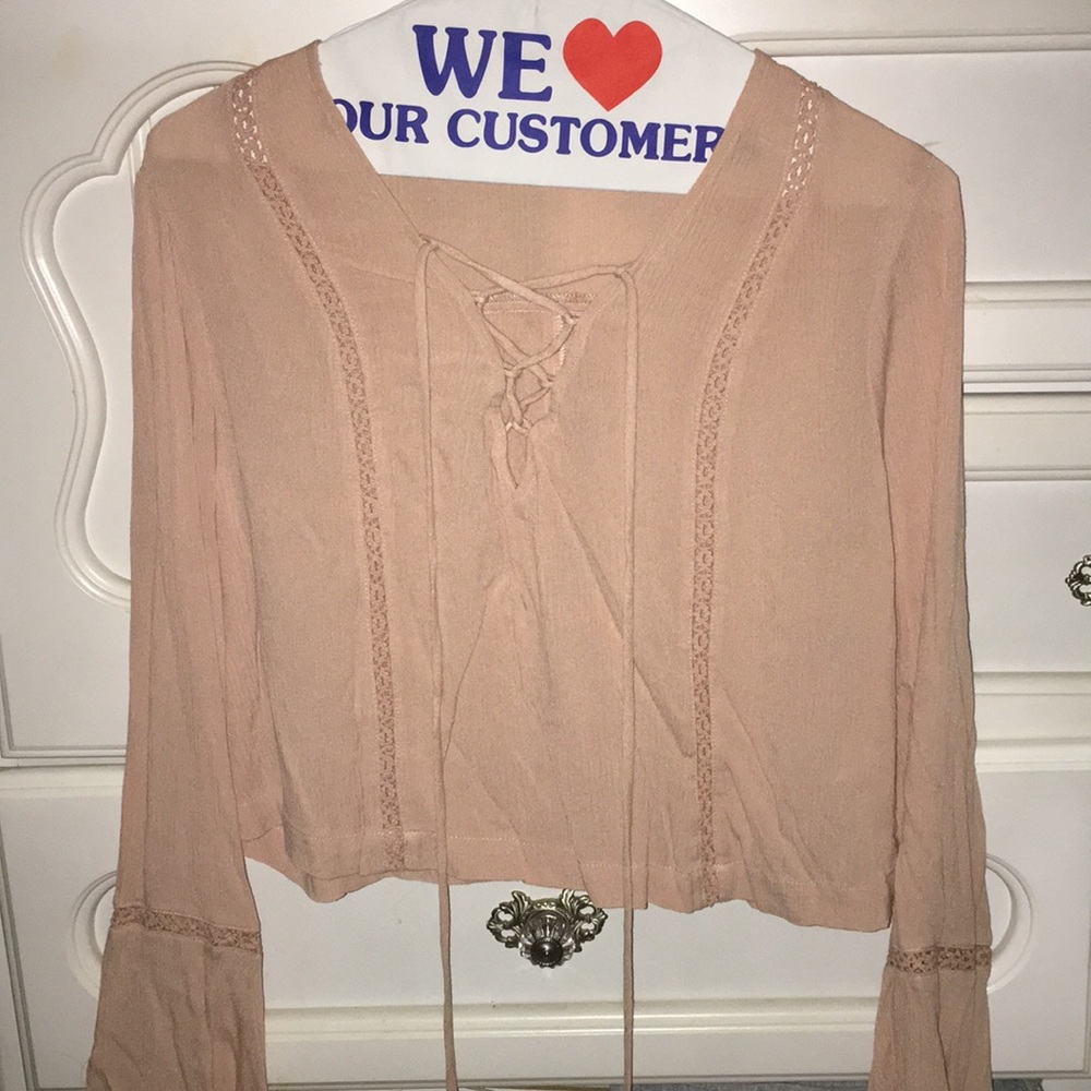 Plush Crop Top w/ Bell Sleeves