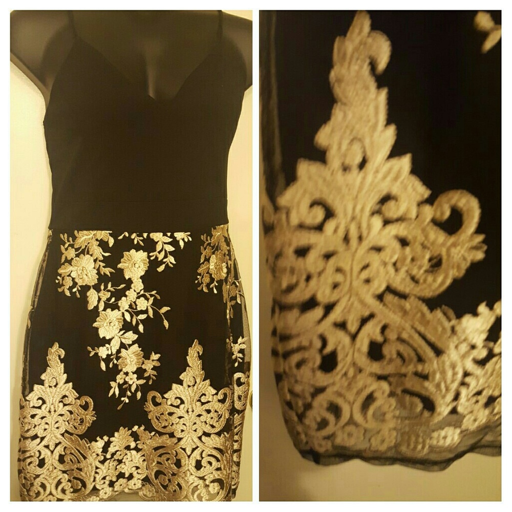 Black and Gold Embroidered Dress!