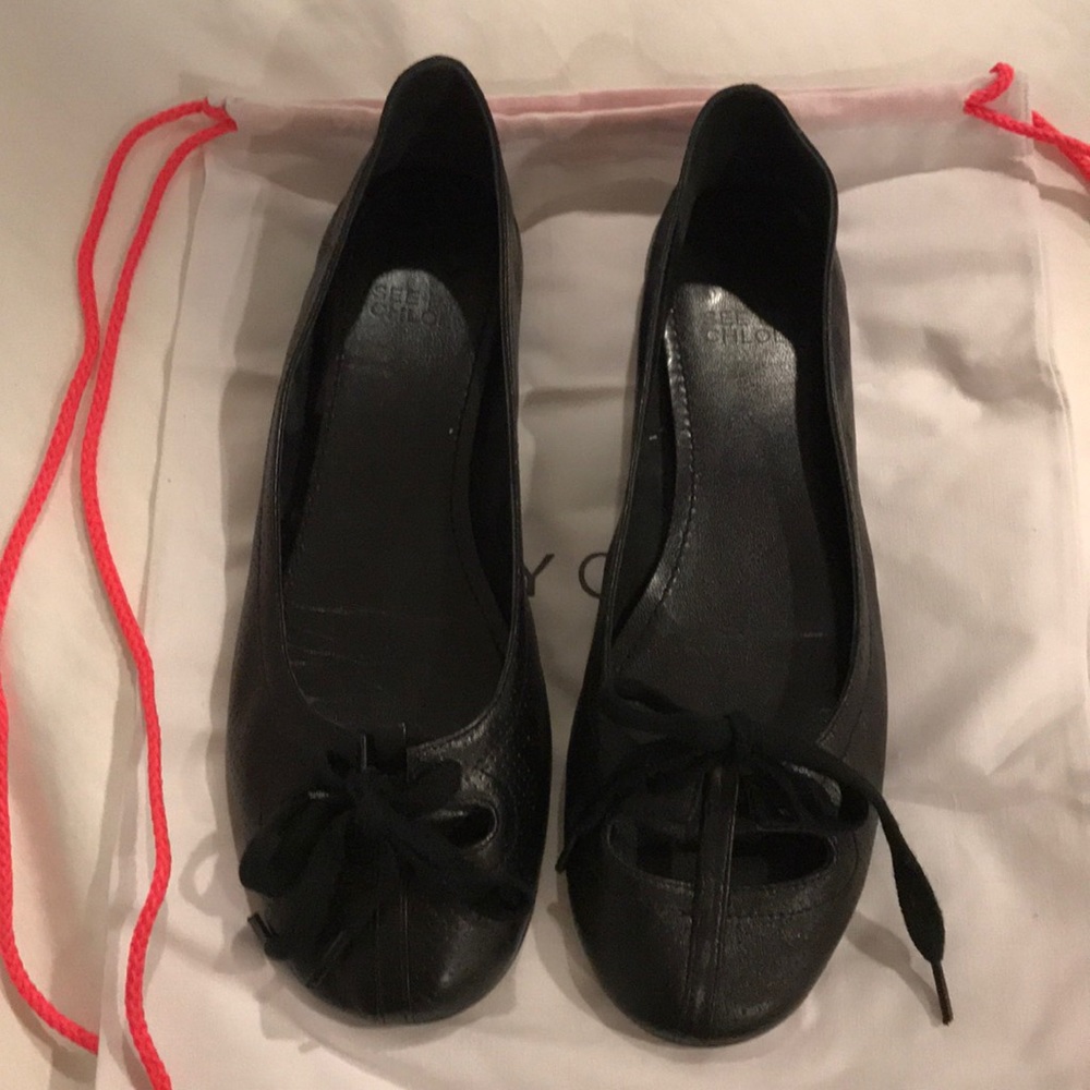 See By Chloé black leather flats