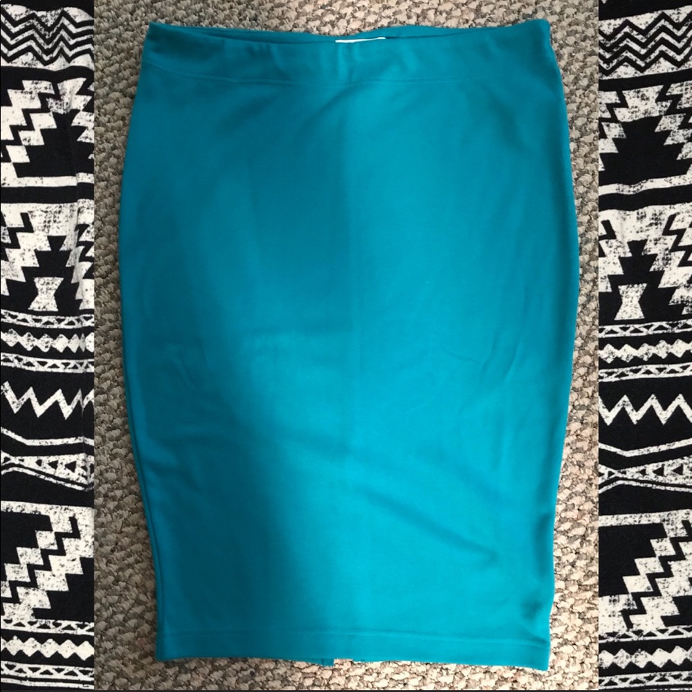 Turquoise pencil skirt