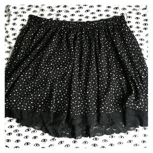 Mini heart print skater skirt with lace detail