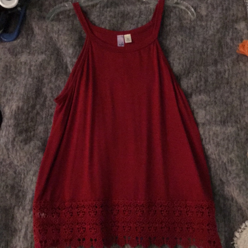 Red lace halter top