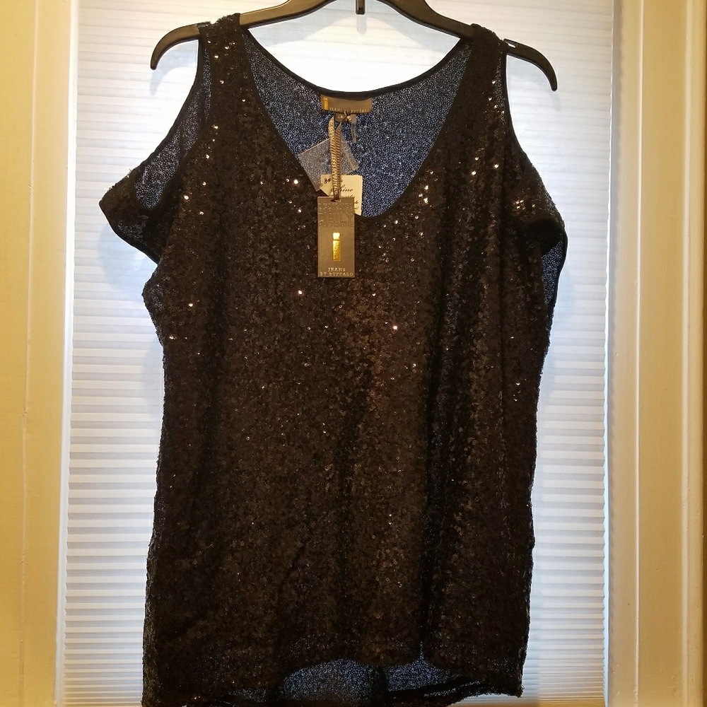 Cold Shoulder Sequins Top