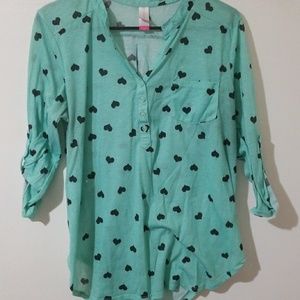 Heart button up shirt