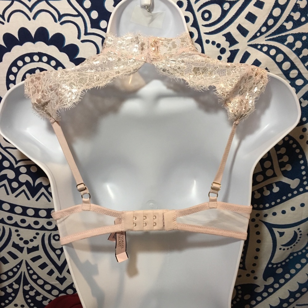 NWT Victoria Secret Light Pink and Silver Bra 32B - Picture 4 of 5
