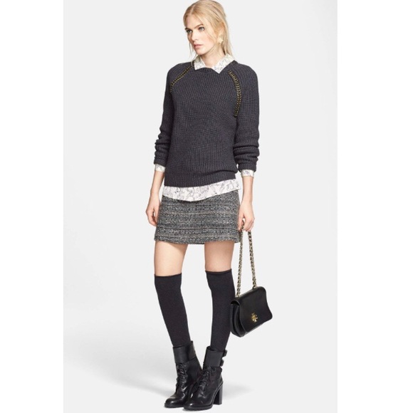 ❌Sold❌ Tory Burch Ada Metallic Silver Tweed Skirt - Picture 7 of 8