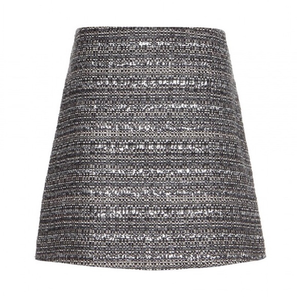 ❌Sold❌ Tory Burch Ada Metallic Silver Tweed Skirt - Picture 2 of 8