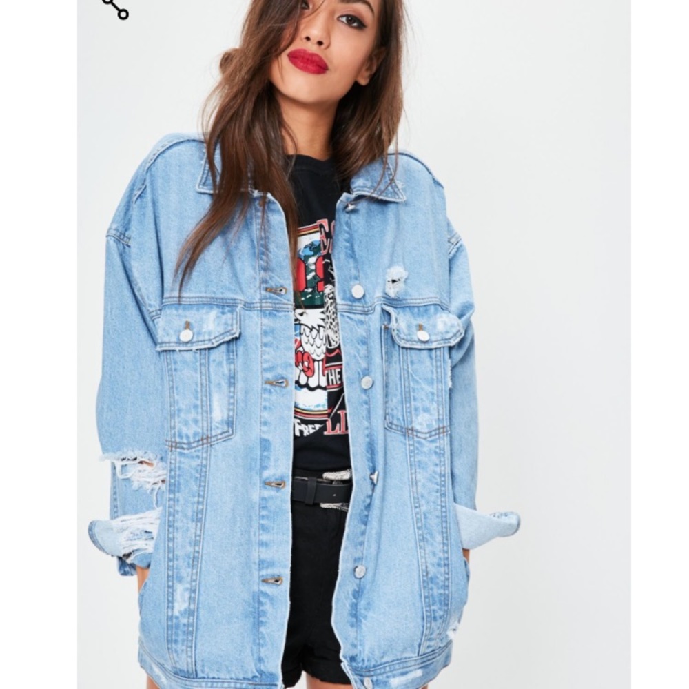 Missguided Oversized Destroyed Denim Jacket