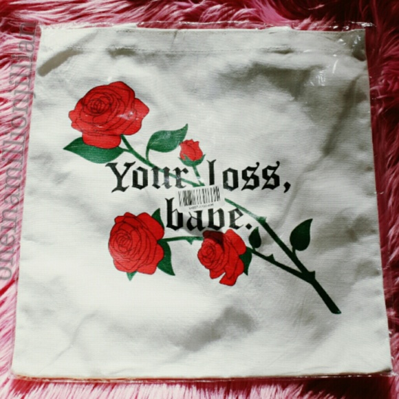 Your Loss Babe Rose/Tattoo Style Tote Bag - Picture 2 of 4