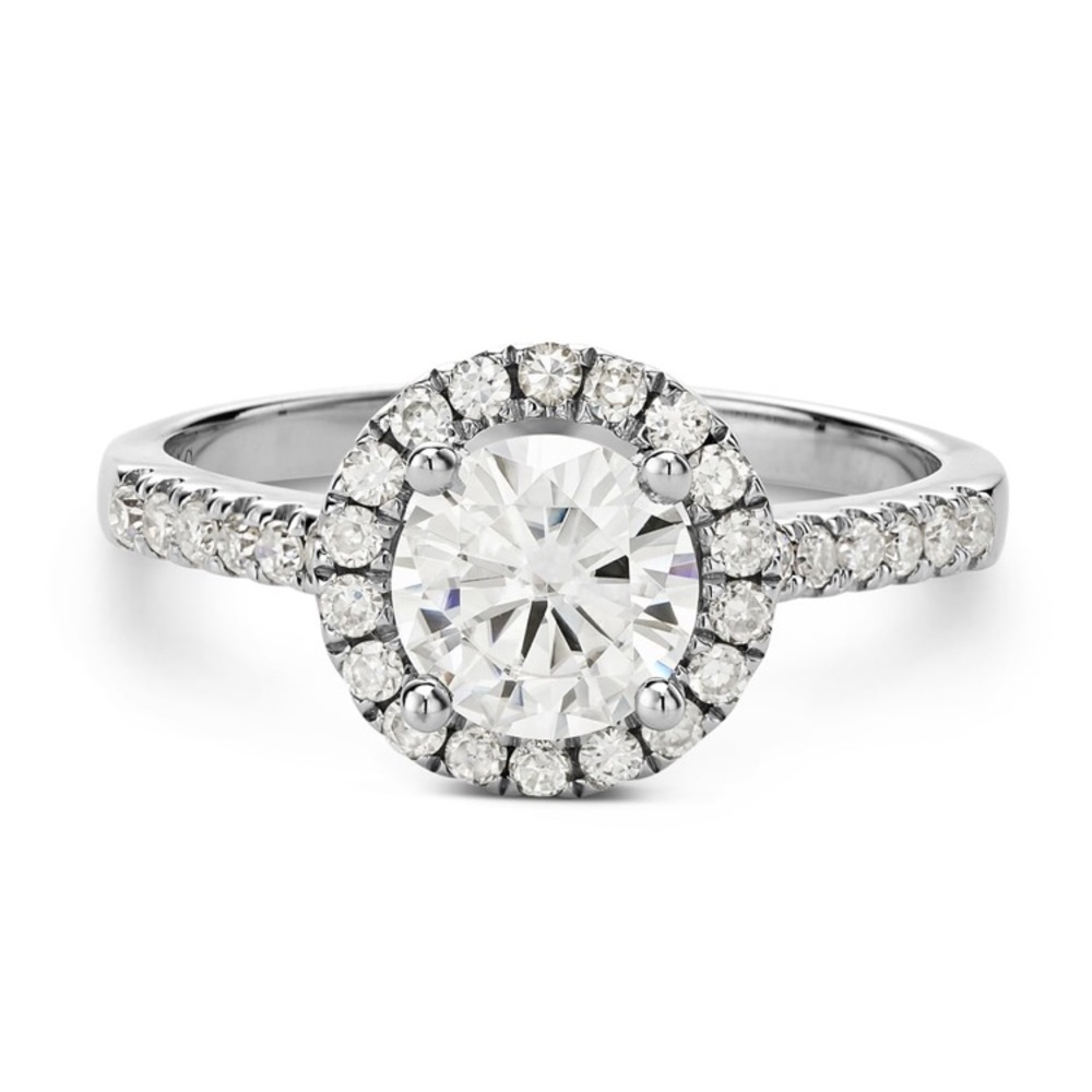 Charles & Colvard Moissanite Halo Engagement Ring