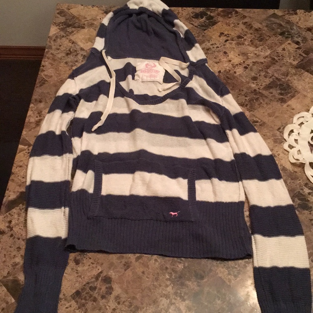 Victoria Secret Pink Hooded blue/white hoodie