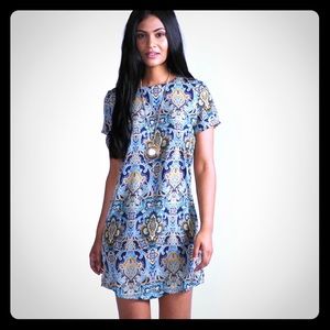 Kelly Paisley Print Short Sleeve Shift Dress