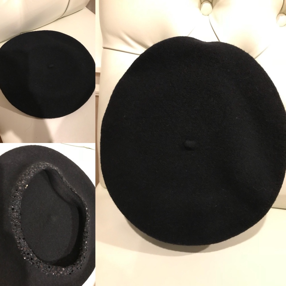 Black wool beret